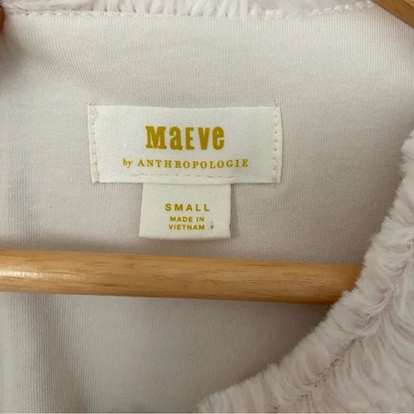 Maeve Faux Fur Top in Cream size Small Statement Luxe Anthropologie - Picture 6 of 15
